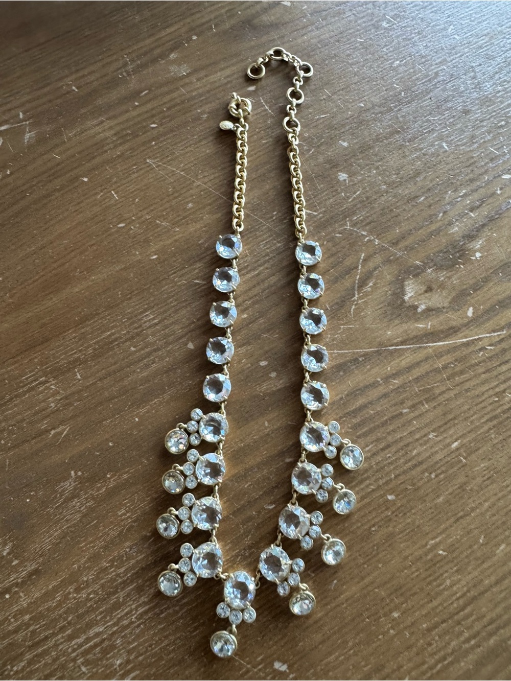 J. Crew Clear Crystal and Gold Vine Necklace